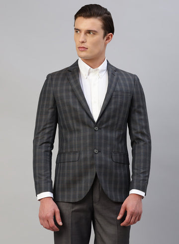 Dark Grey checks Formal Jacket