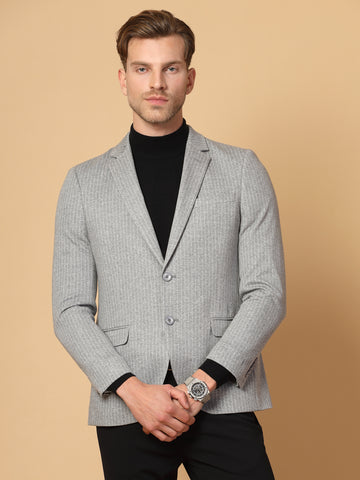 Grey Uncrushable Stripe Jacket