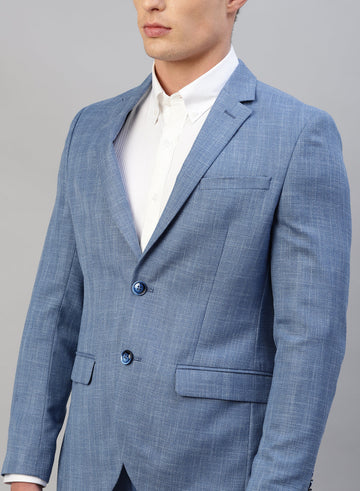 Sky Blue Solid Formal Jacket