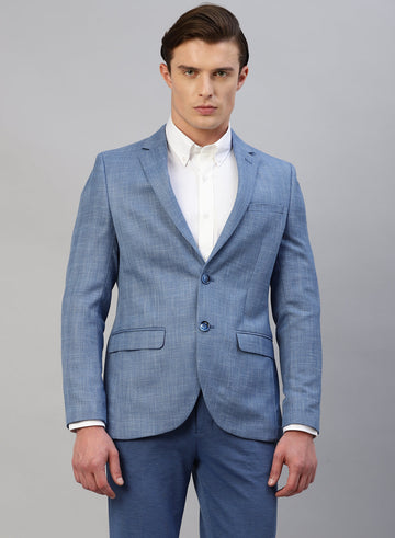 Sky Blue Solid Formal Jacket