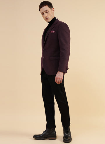 Wine Solid Tweed Jacket