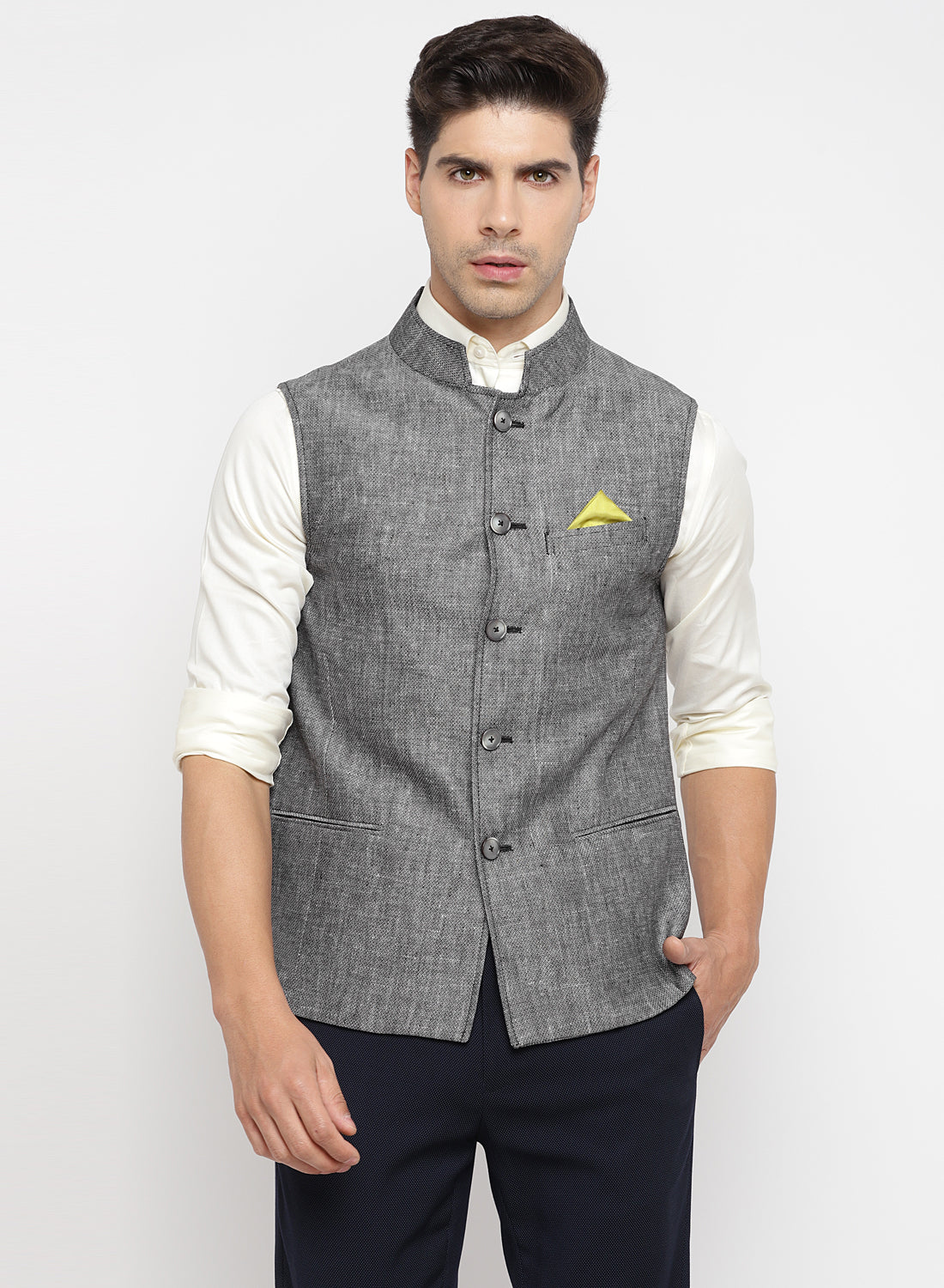 Buy Men Navy Solid Slim Fit Party Nehru Jacket Online - 792323 | Louis  Philippe