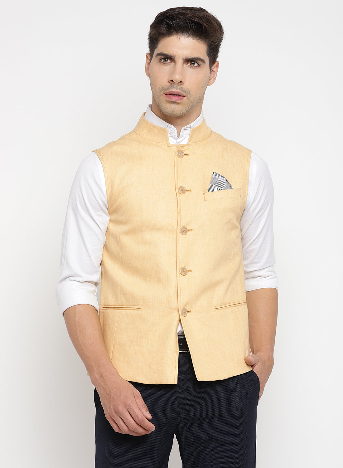 Silk linen nehru jacket by Josh Goraya | The Secret Label