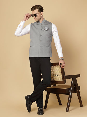 Light Grey Uncrushable Nehru Jacket