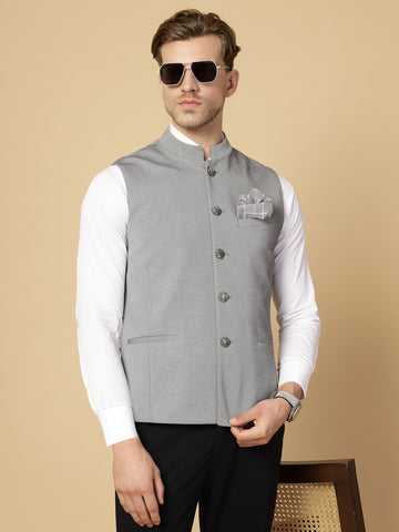 Light Grey Uncrushable Nehru Jacket