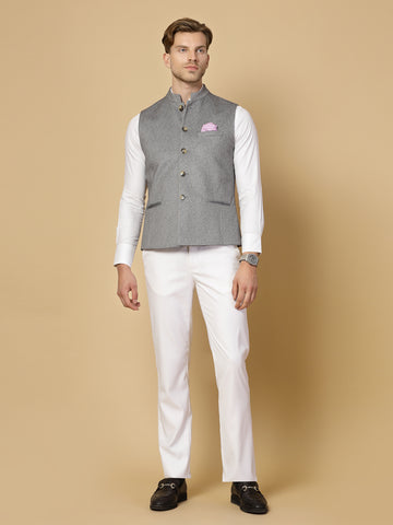 Light Grey Uncrushable Nehru Jacket