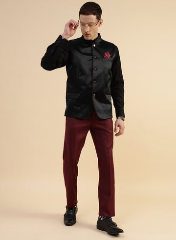 Black Satin Nehru Jacket