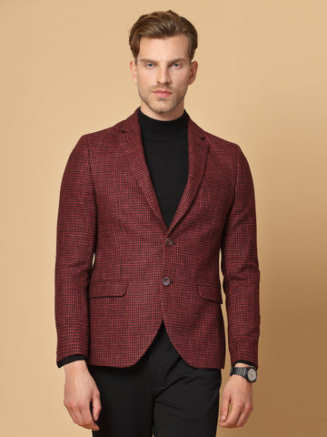 Wine Tweed Check Jacket