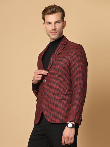 Wine Tweed Check Jacket