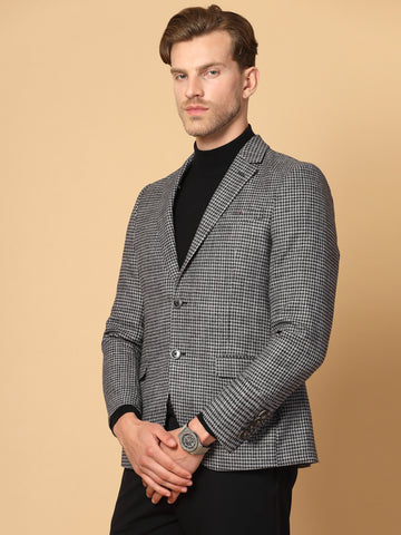 Grey & Black Tweed Check Jacket