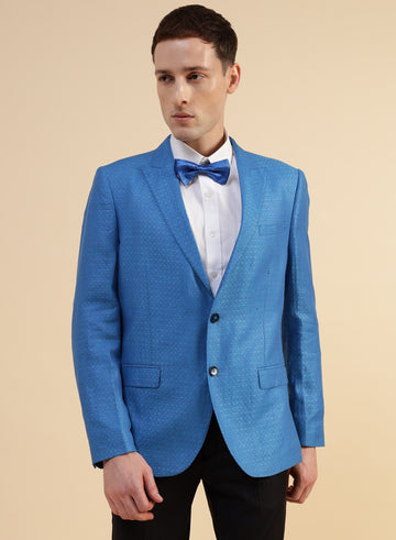 Royal Blue linen Jacquard Jacket