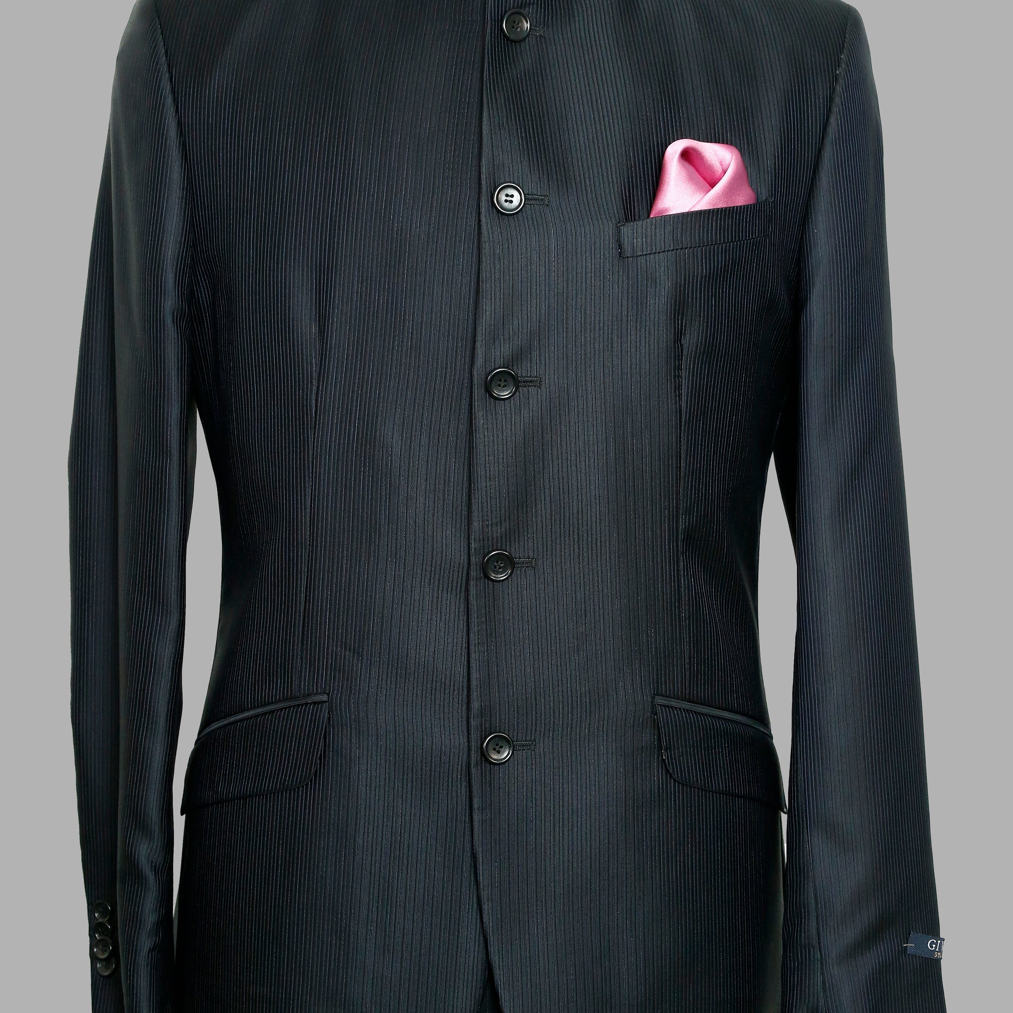 Black Textured Designer Bandhgala Suit