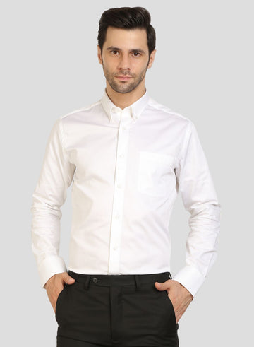 White Cotton Button Down Full Sleeve Shirt