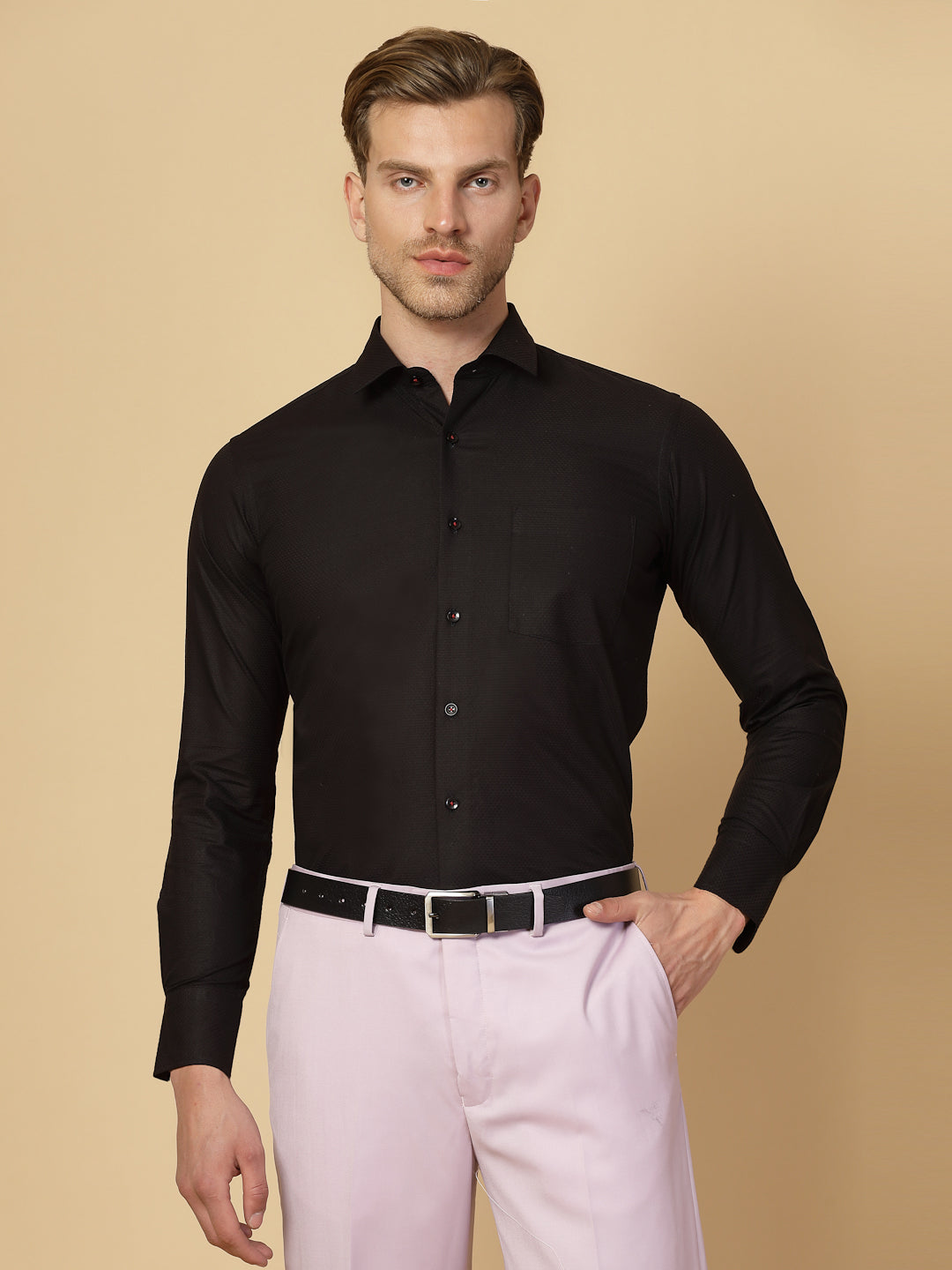 Black 100% Cotton Structured Shirt