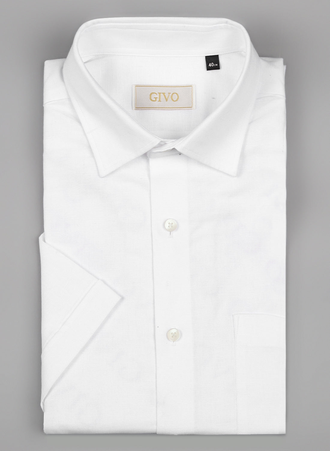 White Cotton Linen Half Sleeve Shirt