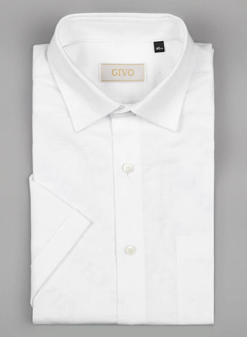 White Cotton Half Sleeve Shirt