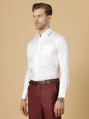 White Cotton Solid Shirt