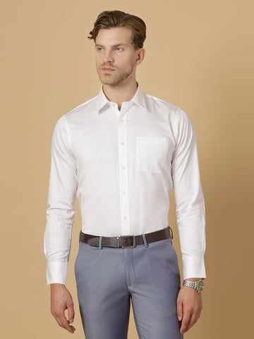 White Cotton Solid Shirt