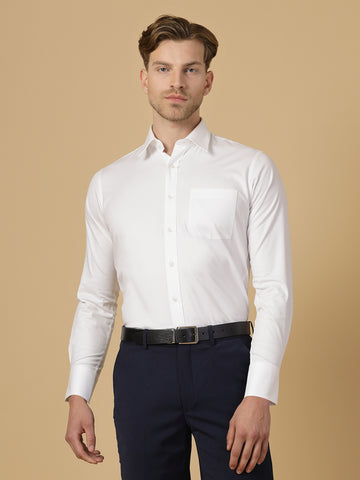 White Cotton Solid Shirt