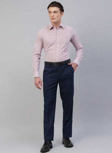 White & Onion Pink 100% Cotton Stripe Formal Shirt