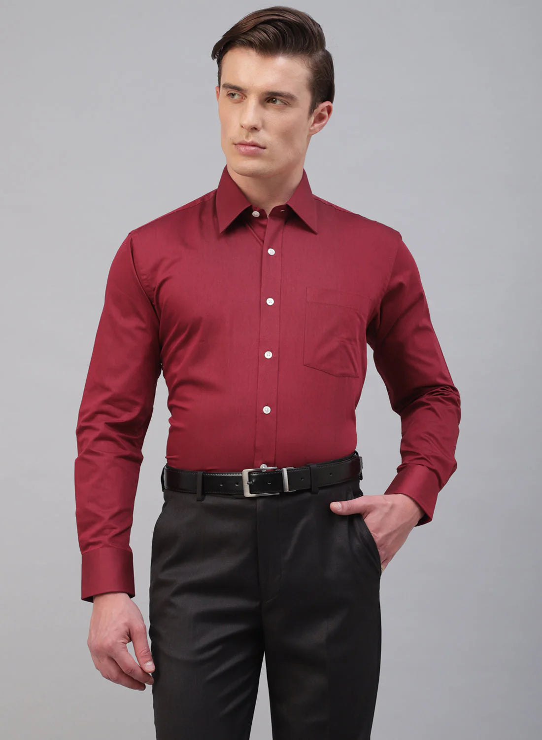 Maroon Cotton Full Sleeve Shirt