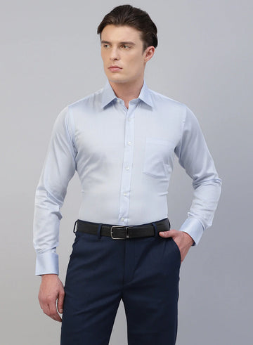 Light Blue 100% Cotton Stripe Formal Shirt