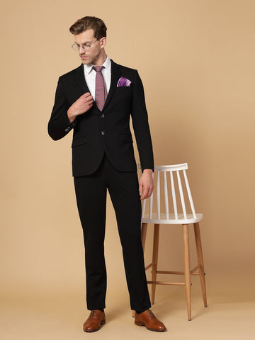 Black Uncrushable Solid Notch Collar Suit