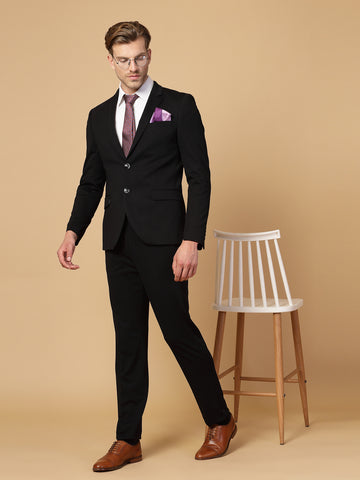 Black Uncrushable Solid Notch Collar Suit