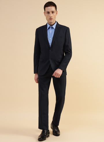 Blue Structured Crease Resistant 2pcs Suit