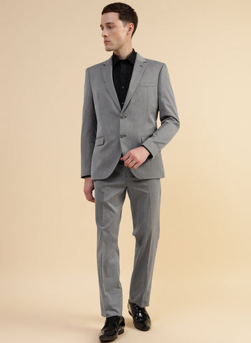 Light Grey Solid Crease Resistant 2pcs Suit