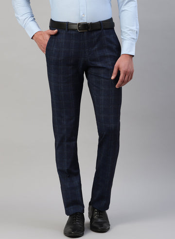 Navy Blue Uncrushable Check Trouser