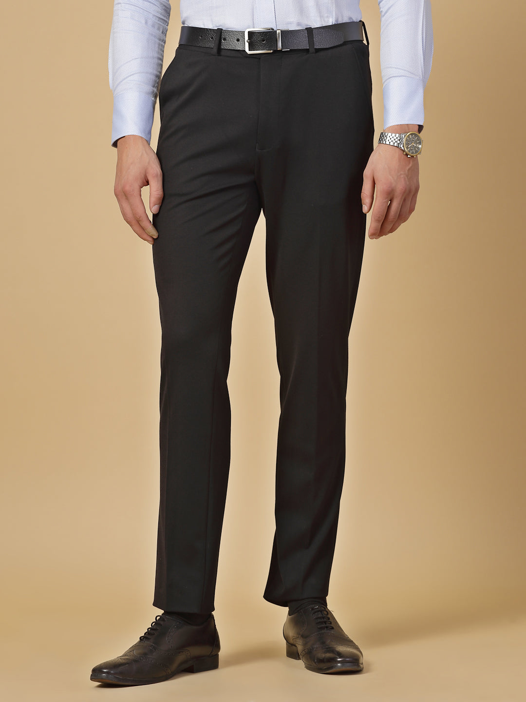 Black uncrushable Solid Trouser