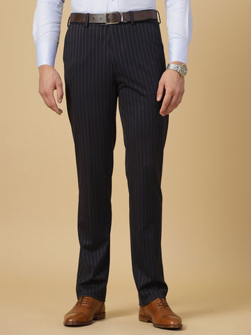 Navy Uncrushable Stripe Trouser