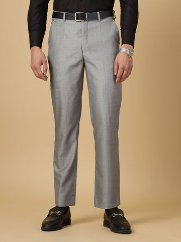 Grey Structured Polywool Trouser