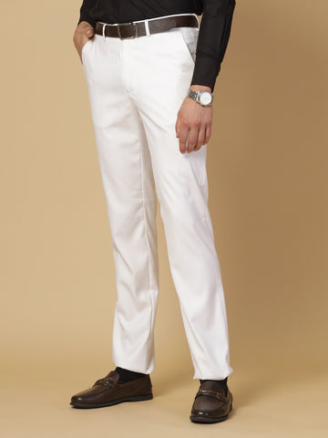 White Solid Rayan Trouser