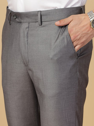 Grey Solid Rayon Trouser