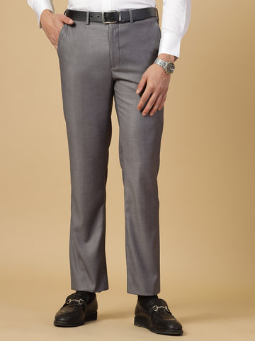 Grey Solid Rayon Trouser