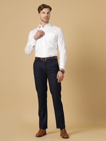 Blue Solid Rayon Trouser