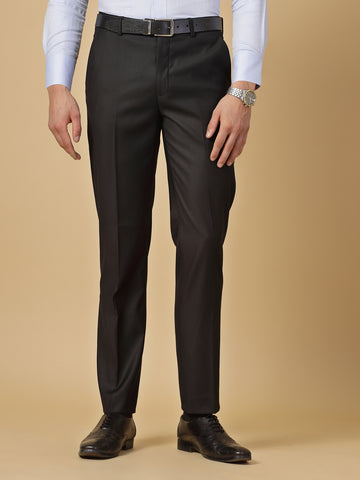 Black Solid Rayon Trouser