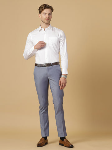 Sky Blue Solid Smart Trouser