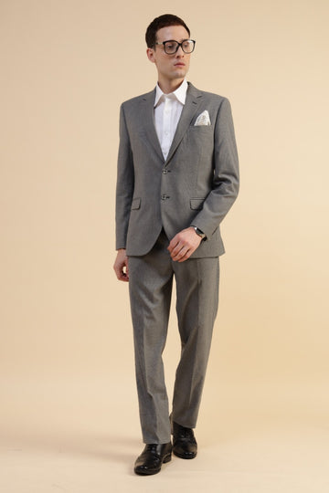 Light Grey Structured Crease Resistant 2pcs Suit