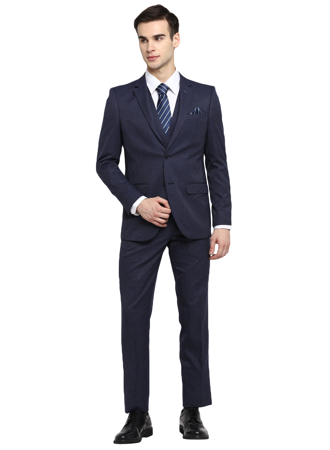 BLUE STRUCTURED PEAK 3PCS SUIT