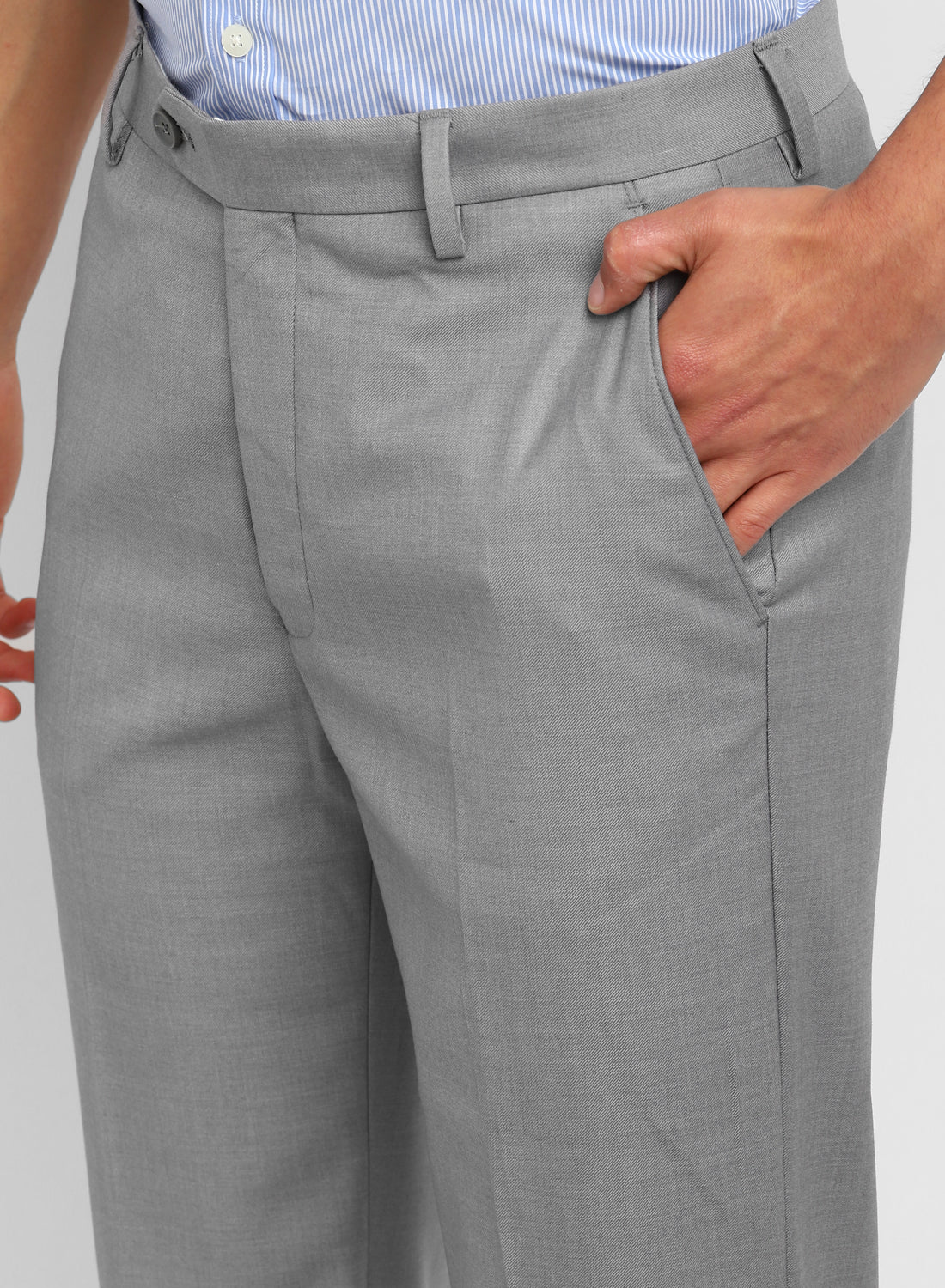 Grey Mid Rise Suit-Set Trousers