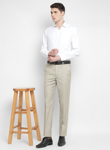 Formal Trouser: Buy Men Light Beige Cotton Formal Trouser Online